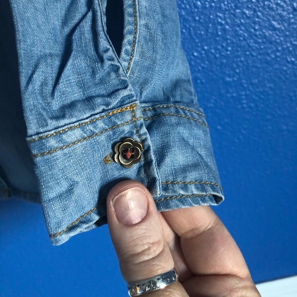 Matilda Jane Lyles Chambray Denim Button Down Shirt. Long Sleeve. Size 4. EUC. - Picture 10 of 15